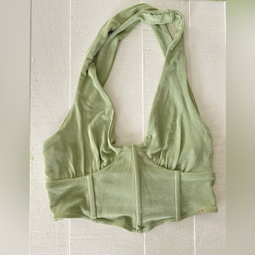 Green Hello Molly crop top